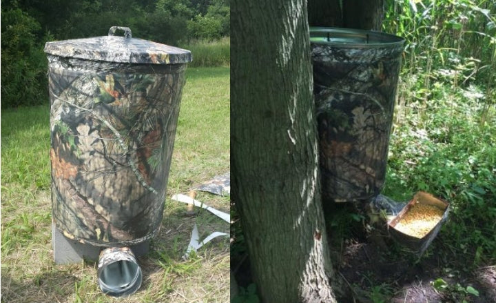 Galvanized Metal Garbage Can Camo Deer Feeder