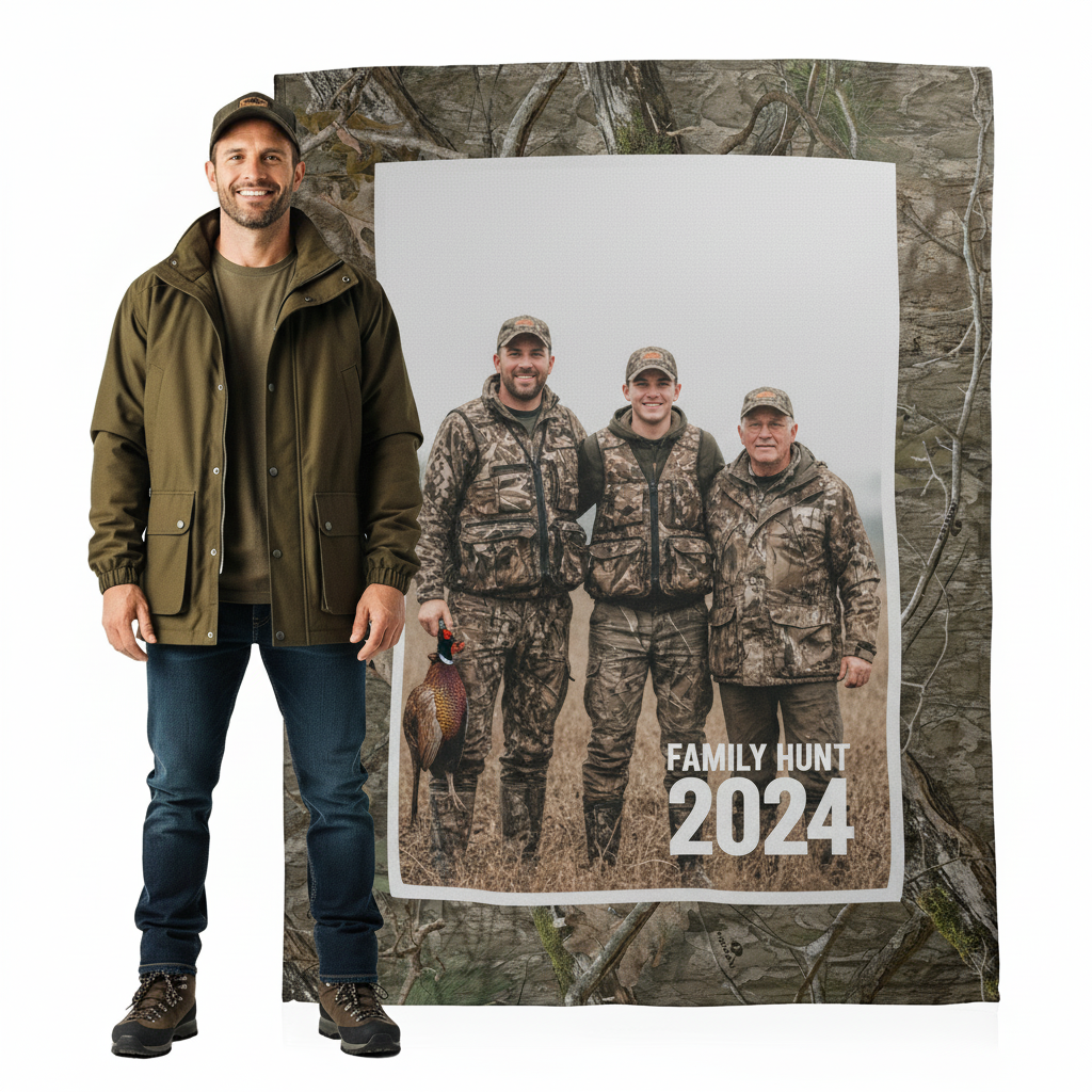 Custom Camo Photo & Text Blanket