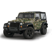 Mossy Oak Graphics vehicle vinyl wrap for 2 door Jeep Wrangler in Greenleaf camo pattern