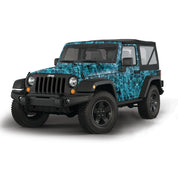Mossy Oak Graphics vehicle vinyl wrap for 2 door Jeep Wrangler in Elements Agua Seawater camo pattern
