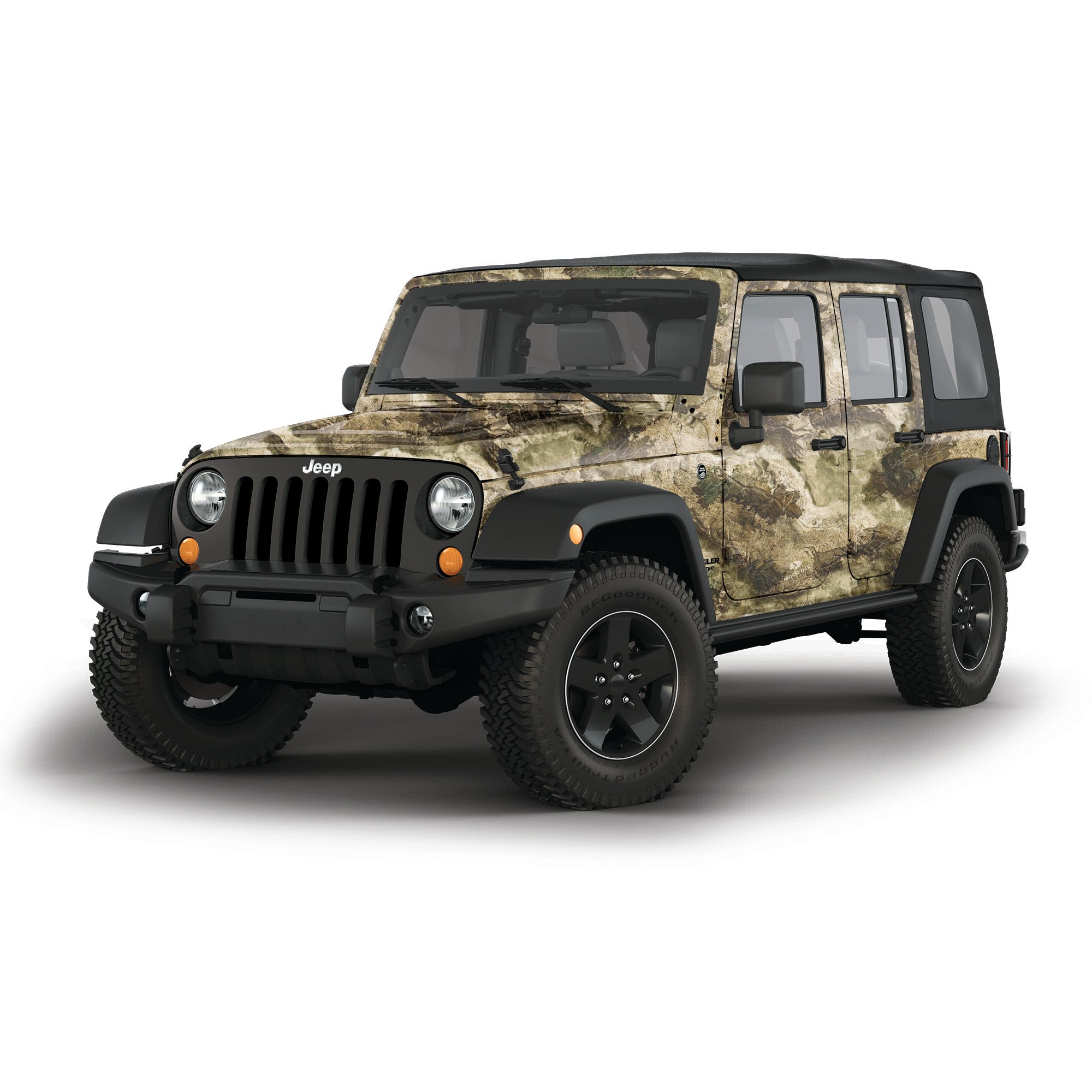 Mossy Oak Graphics 4 door Jeep Wrangler vinyl vehicle  wrap in Elements Terra Bayou camo pattern