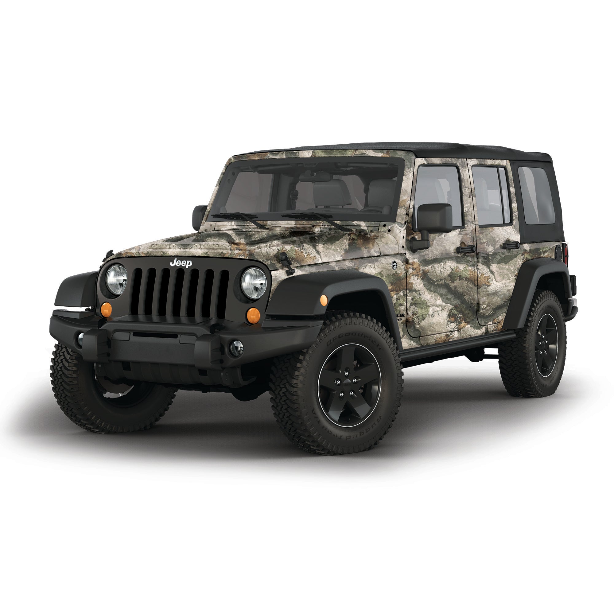 Mossy Oak Graphics 4 door Jeep Wrangler vehicle vinyl wrap in Elements Terra Gila camo pattern