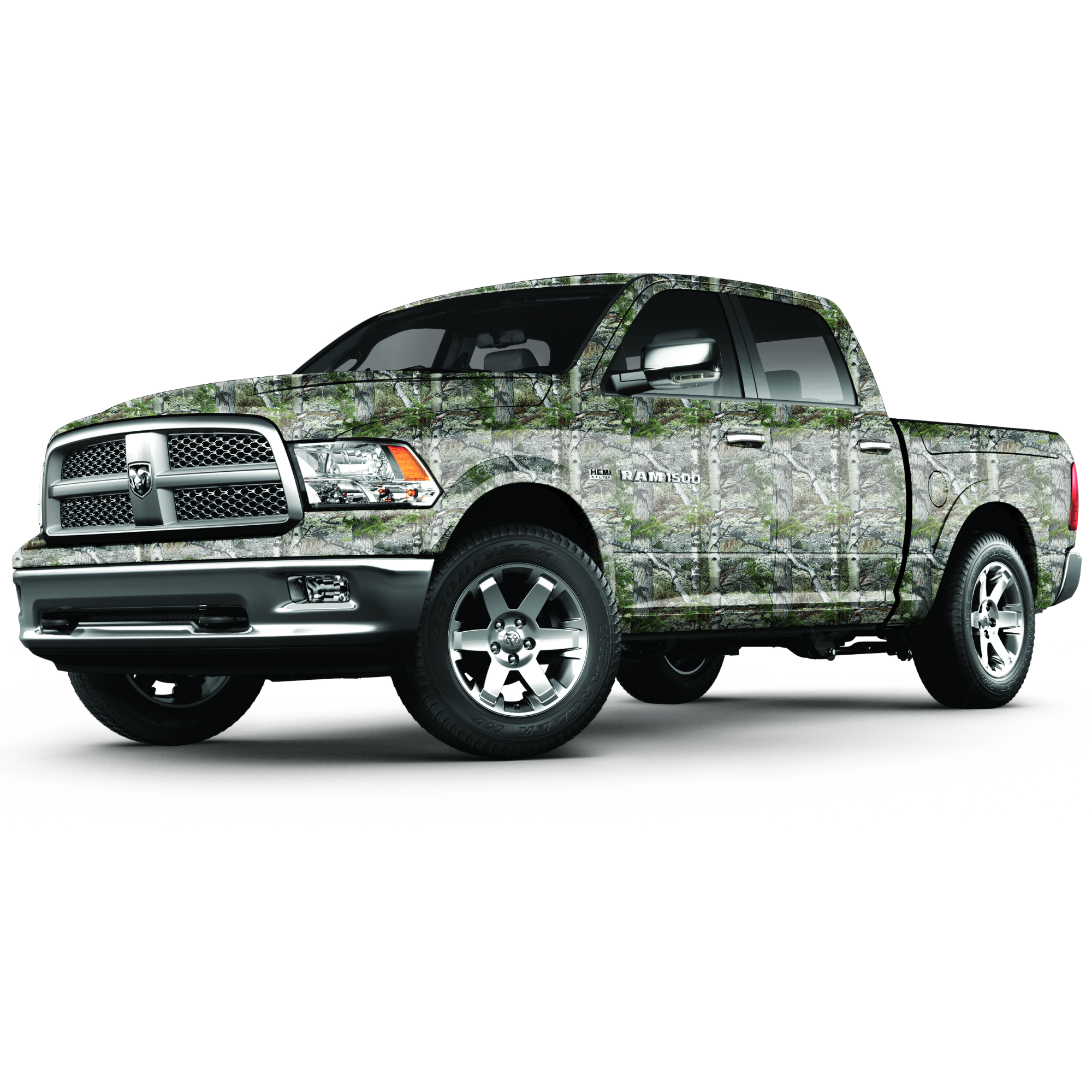 Ram 1500 crew cab full sized pick up truck vinyl wrapped in Mossy Oak Graphics Mountain Country camo pattern