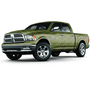 Ram 1500 crew cab full sized pick up truck vinyl wrapped in Mossy Oak Graphics Original Bottomland camo pattern
