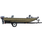 Mossy Oak Graphics camouflage boat sides vinyl wrap in Bottomland pattern.