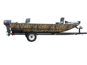 Mossy Oak Graphics camouflage boat sides vinyl wrap in Shadow Grass Habitat pattern.