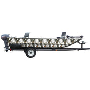 Mossy Oak Graphics camouflage boat sides vinyl wrap in Winter pattern.