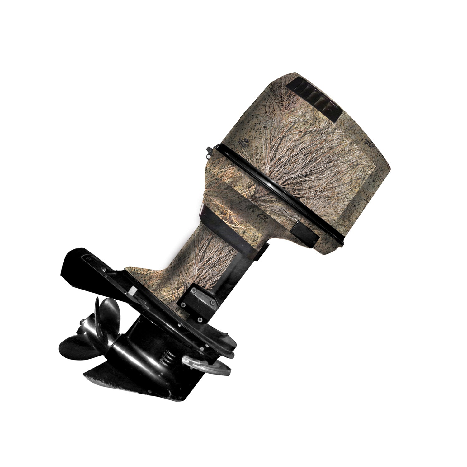 Mossy Oak Graphics camo boat vinyl wrap for boat motor in Brush pattern