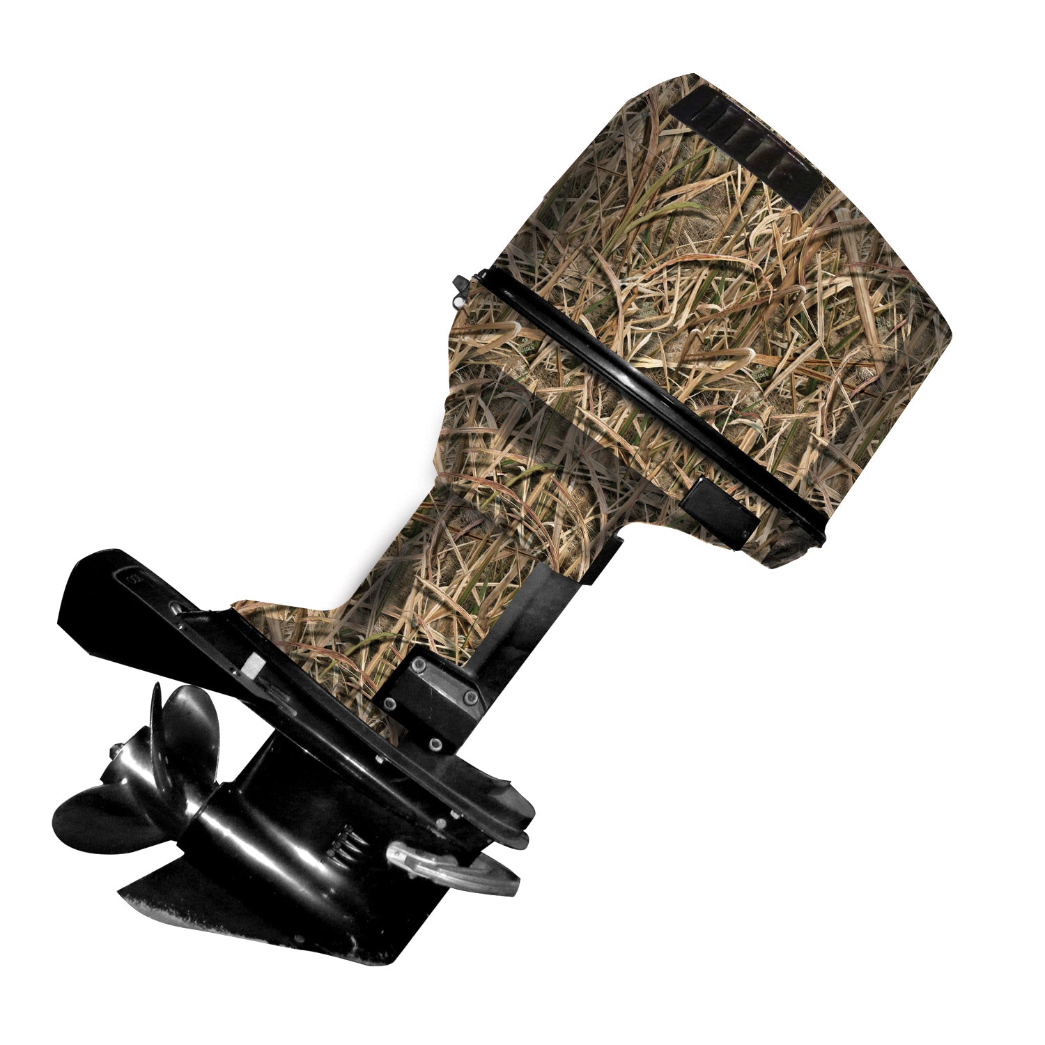 Mossy Oak Graphics camo boat vinyl wrap for boat motor in Shadow Grass Blades pattern
