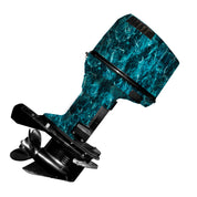 Mossy Oak Graphics camouflage vinyl wrap for 2 cycle boat motors in Elements Agua Seawater pattern