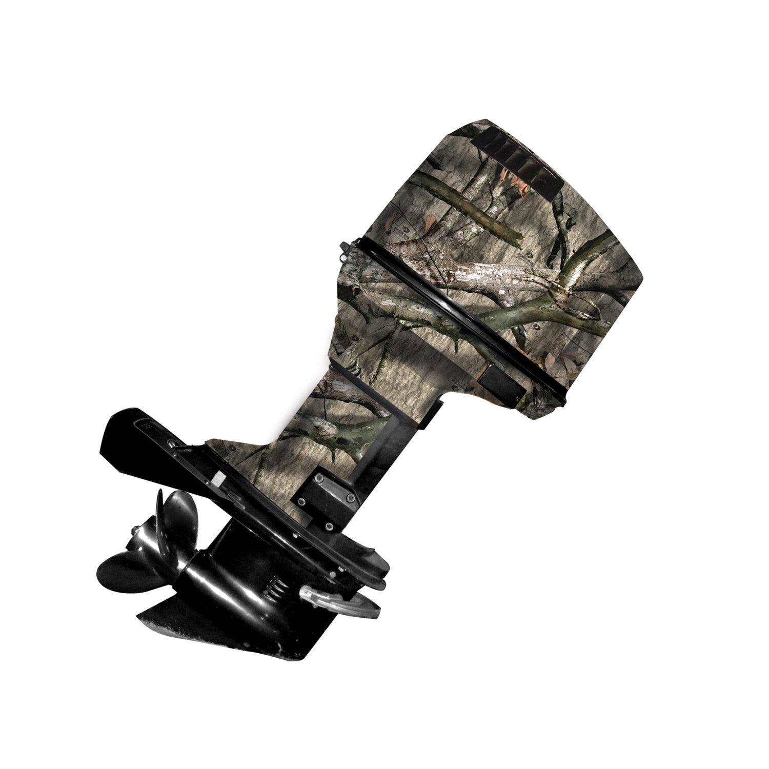 Mossy Oak Graphics camo boat vinyl wrap for boat motor in Treestand pattern