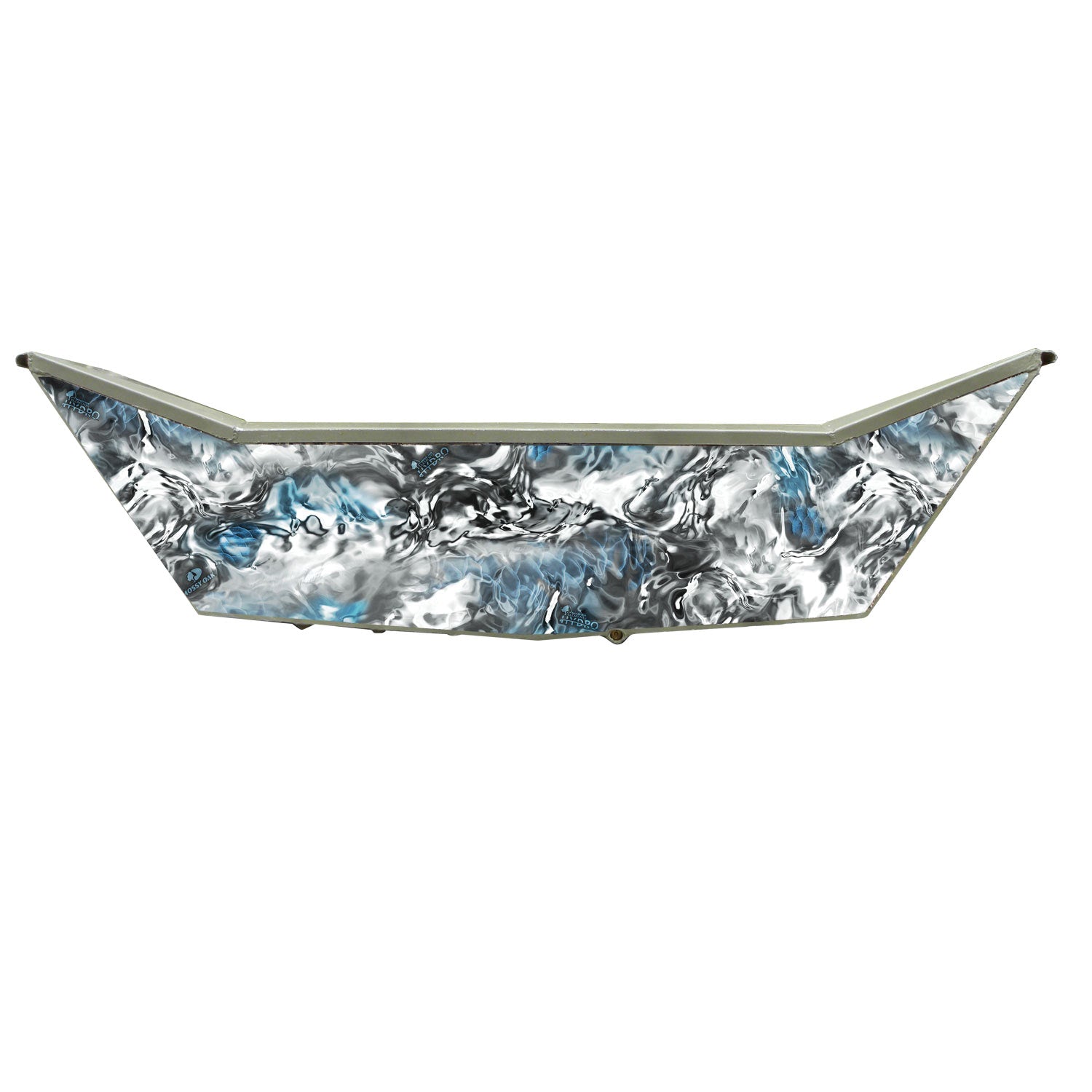 Mossy Oak Graphics Hydro Glacier camouflage pattern vinyl wrap for boat transom.