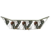 Mossy Oak Graphics Winter camouflage vinyl wrap for boat transom.