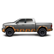 Side view of Mossy Oak Graphic orange Blaze camo pattern for truck rocker panels, lower front & rear bumper, plus fender flares.