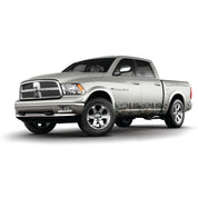 Crew cab full sized pick up truck vinyl wrapped rocker panels in Mossy Oak Graphics Mountain Country camo pattern