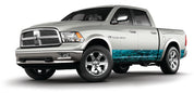 Crew cab full sized pick up truck vinyl wrapped rocker panels in Mossy Oak Graphics Elements Agua Seawater camo pattern