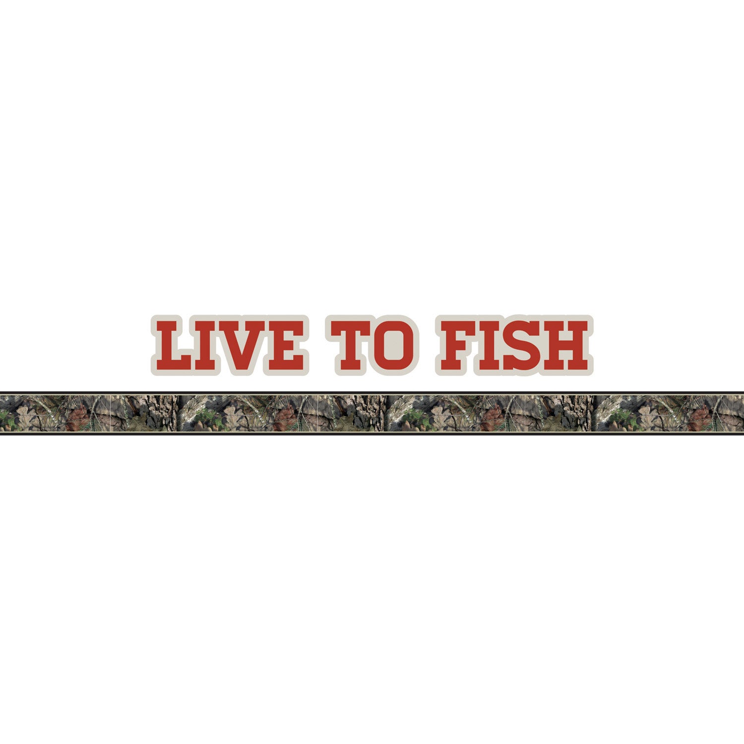Learn to Fish decal with genuine Mossy Oak camo pattern in Break-Up Country