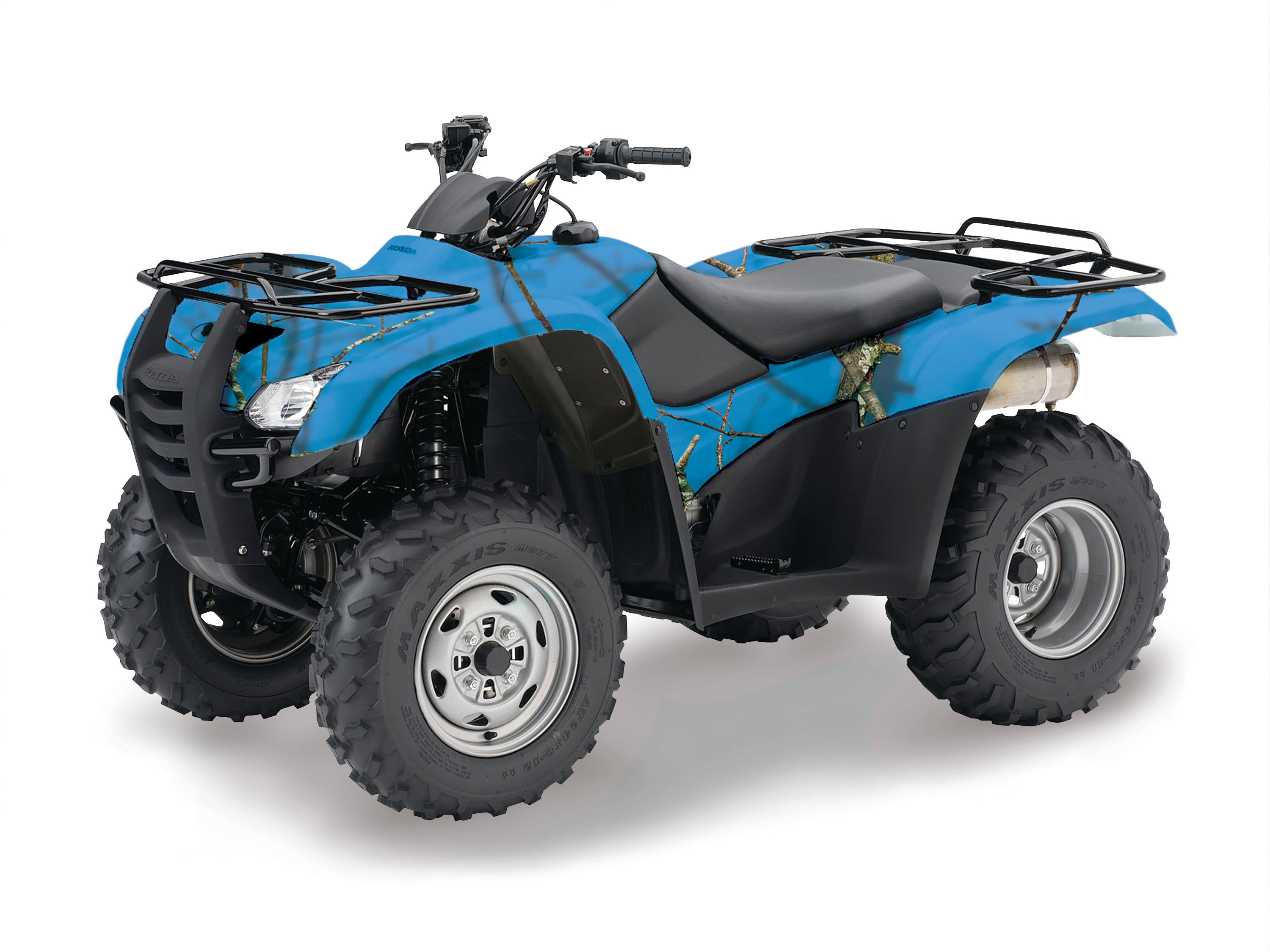 Camo ATV vinyl wrap in genuine Mossy Oak Lifestyle Blue camouflage pattern
