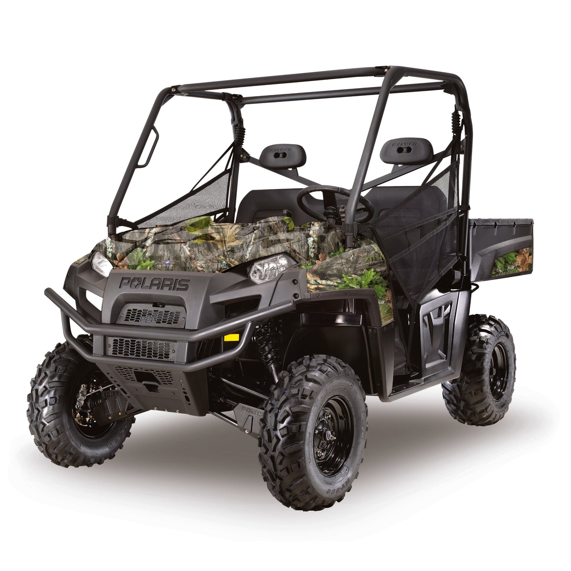 Side by side UTV camo vinyl wrap in NWTF Obsession camouflage pattern from Mossy Oak Graphics