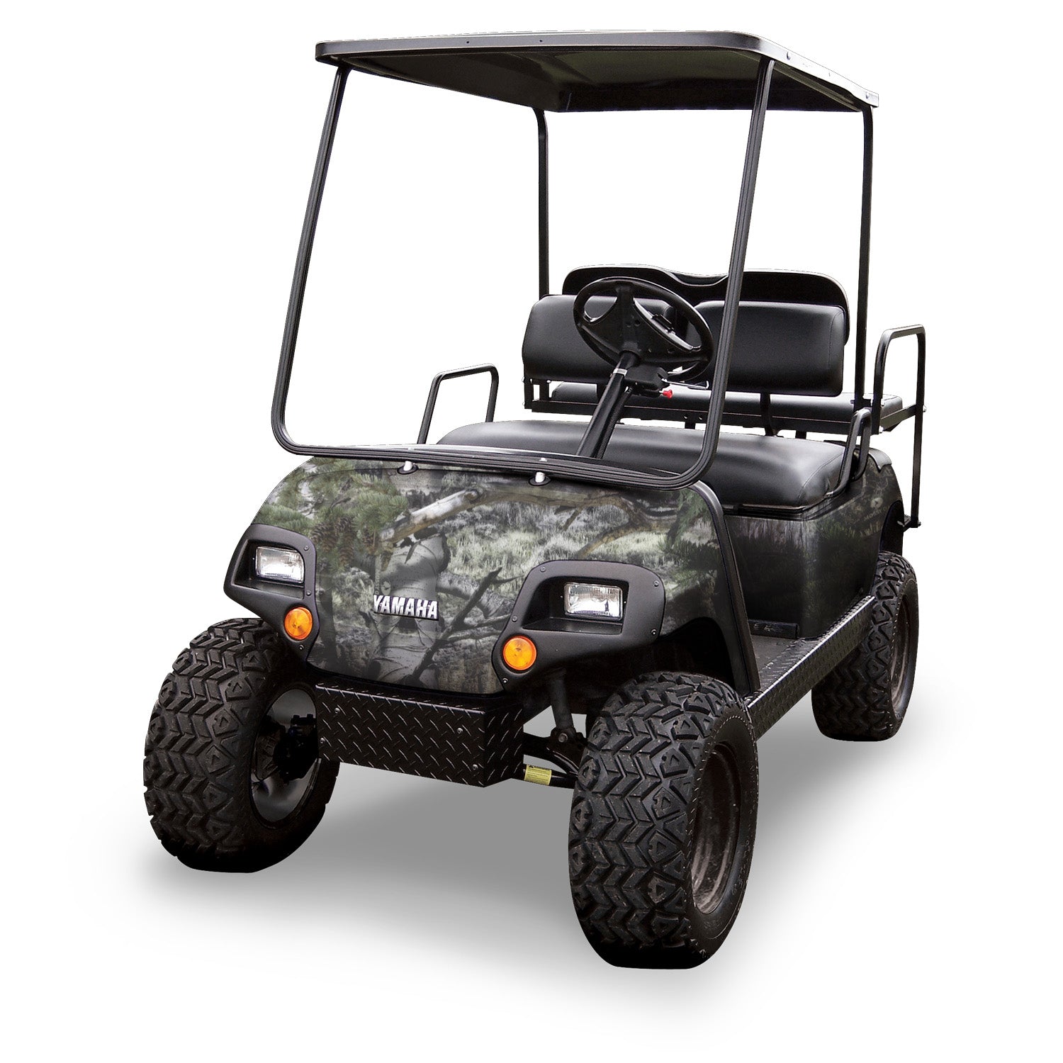 Golf cart camo vinyl wrap in Mountain Country camouflage pattern from Mossy Oak Graphics
