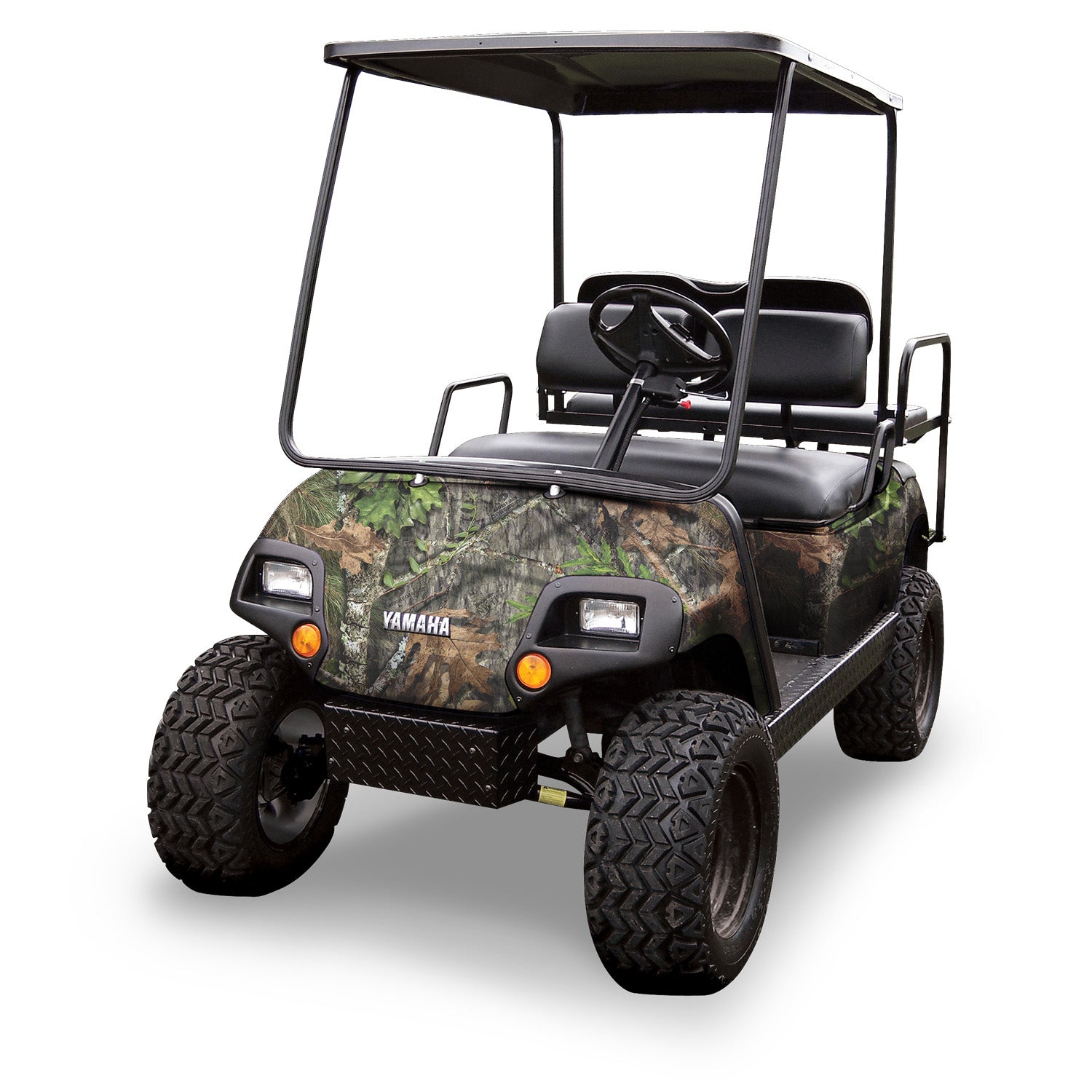 Golf cart camo vinyl wrap in NWTF Obsession camouflage pattern from Mossy Oak Graphics