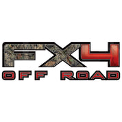 FX4 Offroad vinyl peel and stick graphic on back of truck in Genuine Mossy Oak Break-Up Country pattern