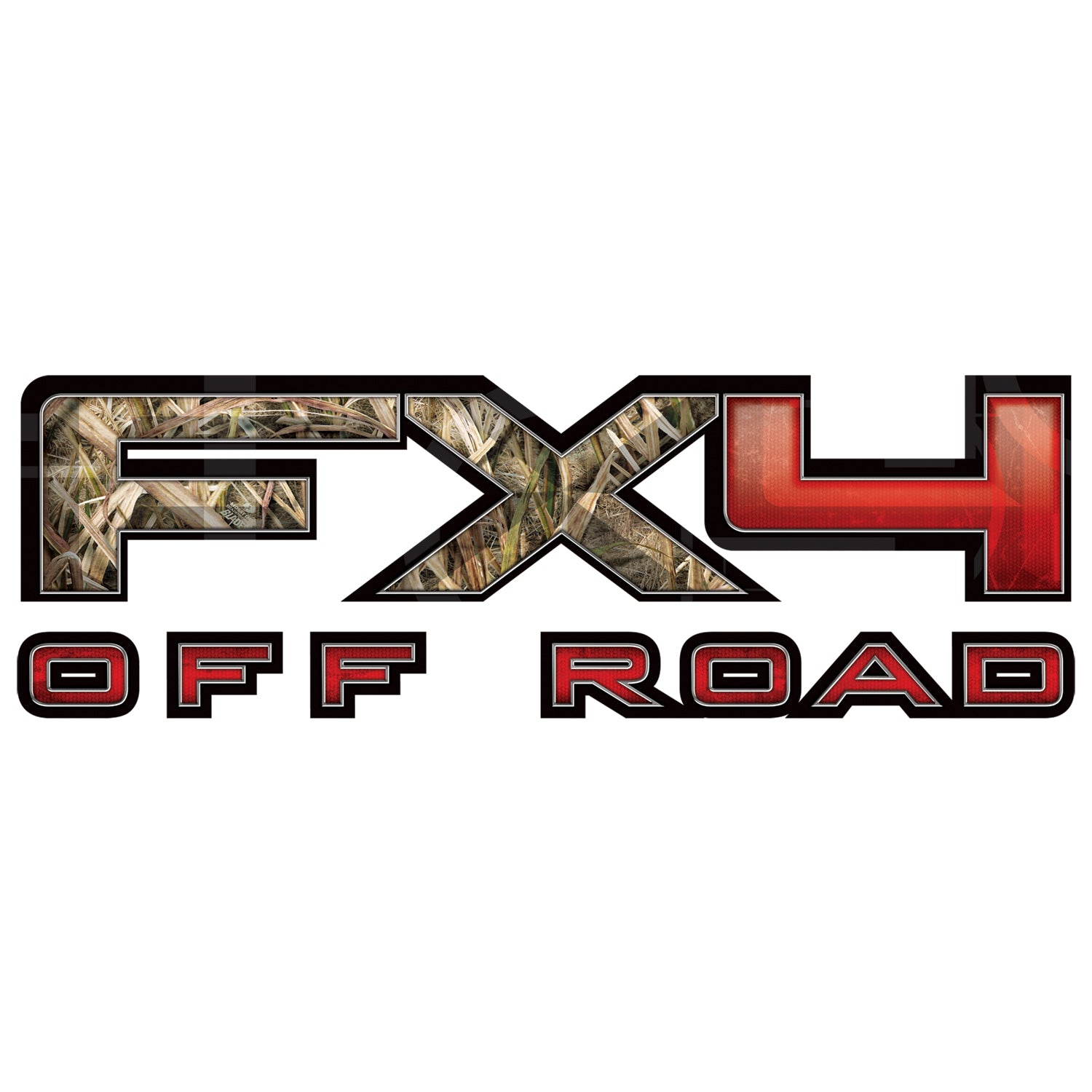 FX4 Offroad vinyl peel and stick graphic on back of truck in Genuine Mossy Oak Shadow Grass Blades pattern