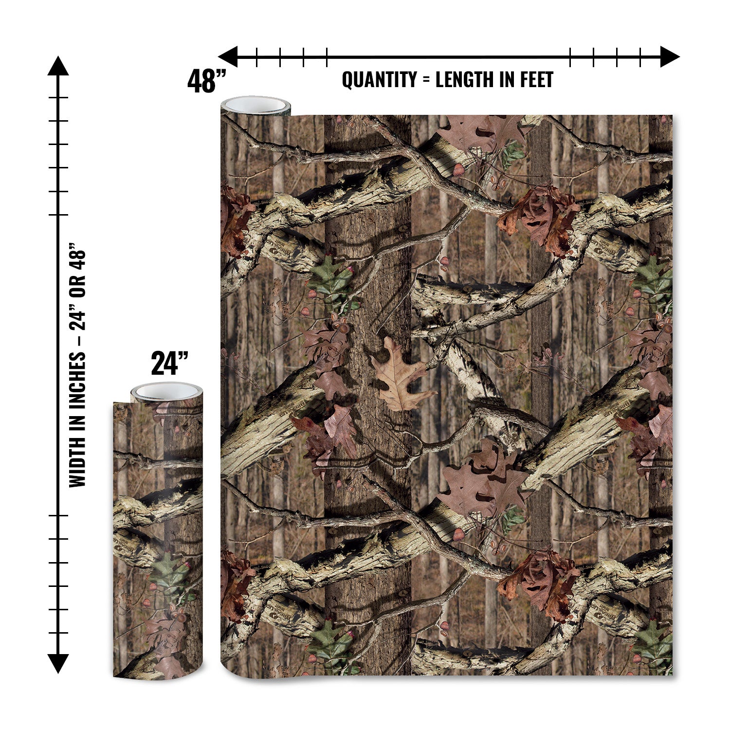 Mossy Oak Graphics matte camo roll available in 24 inch or 48 inch width vinyl wrap in Break-Up Infinity camouflage pattern