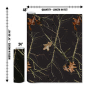 Mossy Oak Graphics matte camo roll available in 24 inch or 48 inch width vinyl wrap in Lifestyle Black camouflage pattern