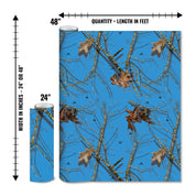 Mossy Oak Graphics matte camo roll available in 24 inch or 48 inch width vinyl wrap in Lifestyle Blue camouflage pattern