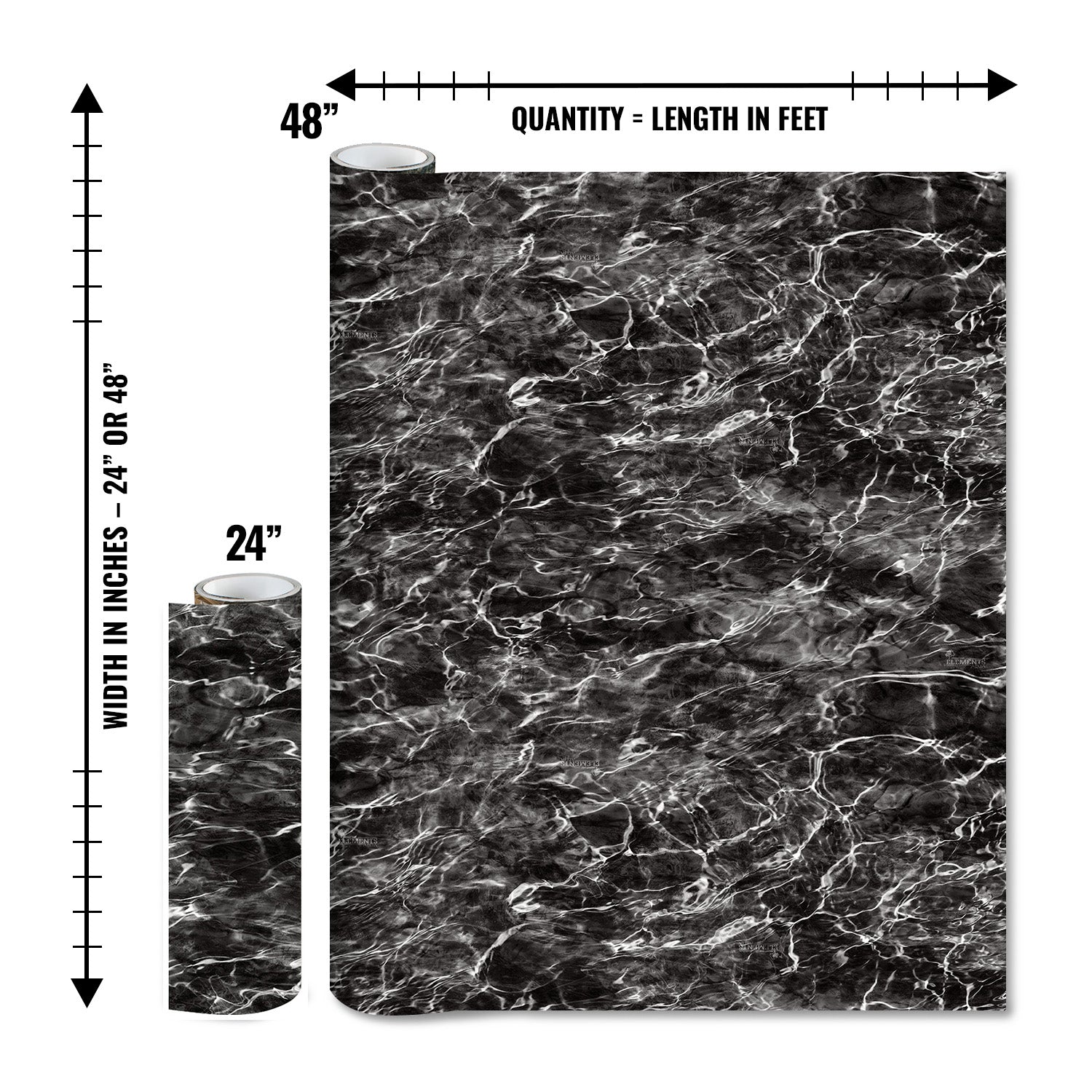 Mossy Oak Graphics matte camo roll available in 24 inch or 48 inch width vinyl wrap in Elements Agua Blacktip camouflage pattern
