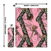 Mossy Oak Graphics matte camo roll available in 24 inch or 48 inch width vinyl wrap in Break-Up Pink camouflage pattern