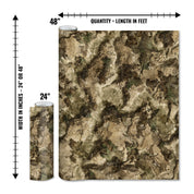 Mossy Oak Graphics matte camo roll available in 24 inch or 48 inch width vinyl wrap in Elements Terra Bayou camouflage pattern