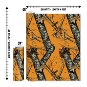 Mossy Oak Graphics matte camo roll available in 24 inch or 48 inch width vinyl wrap in Blaze camouflage pattern