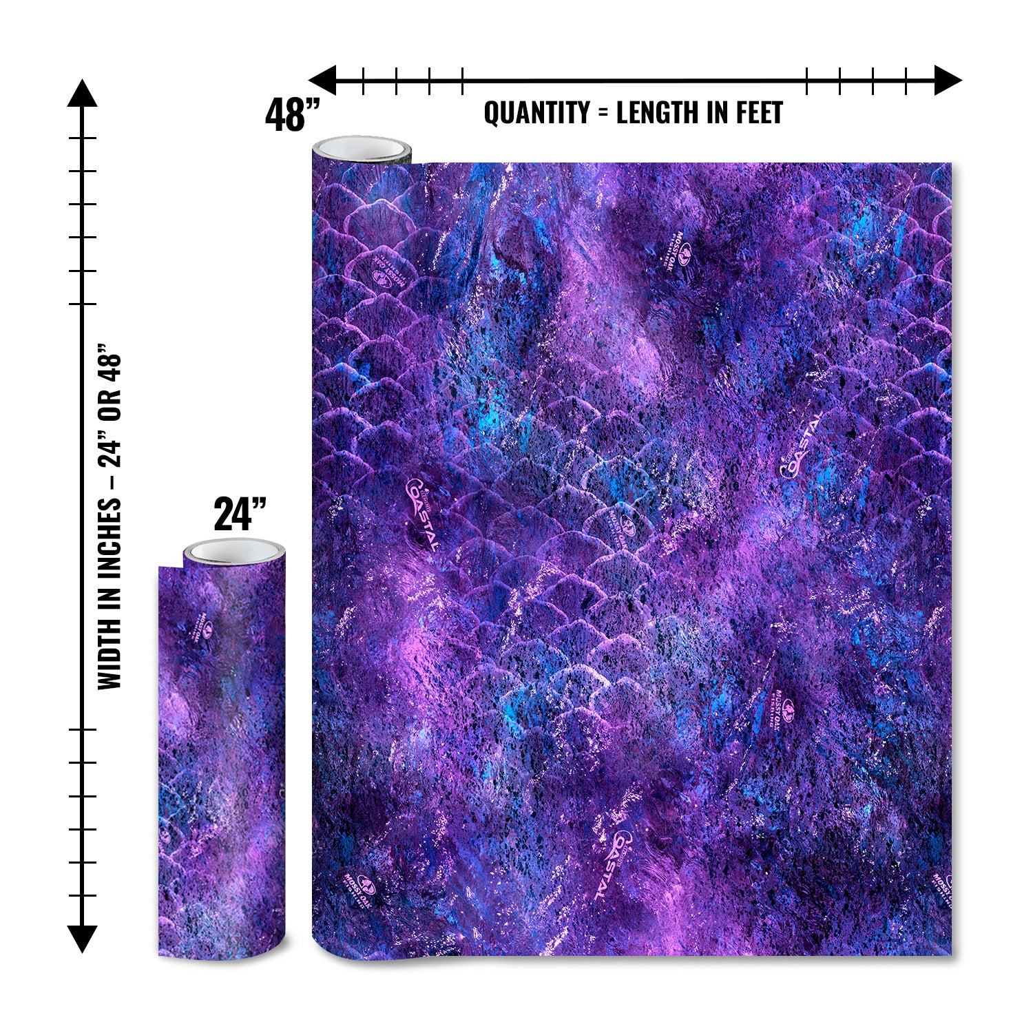Mossy Oak Graphics matte camo roll available in 24 inch or 48 inch width vinyl wrap in Elements Coastal Indigo camouflage pattern