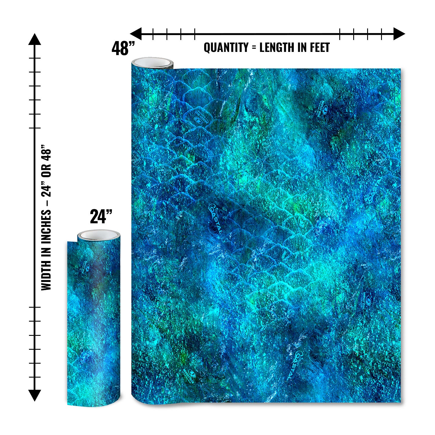 Mossy Oak Graphics matte camo roll available in 24 inch or 48 inch width vinyl wrap in Elements Coastal Inshore camouflage pattern