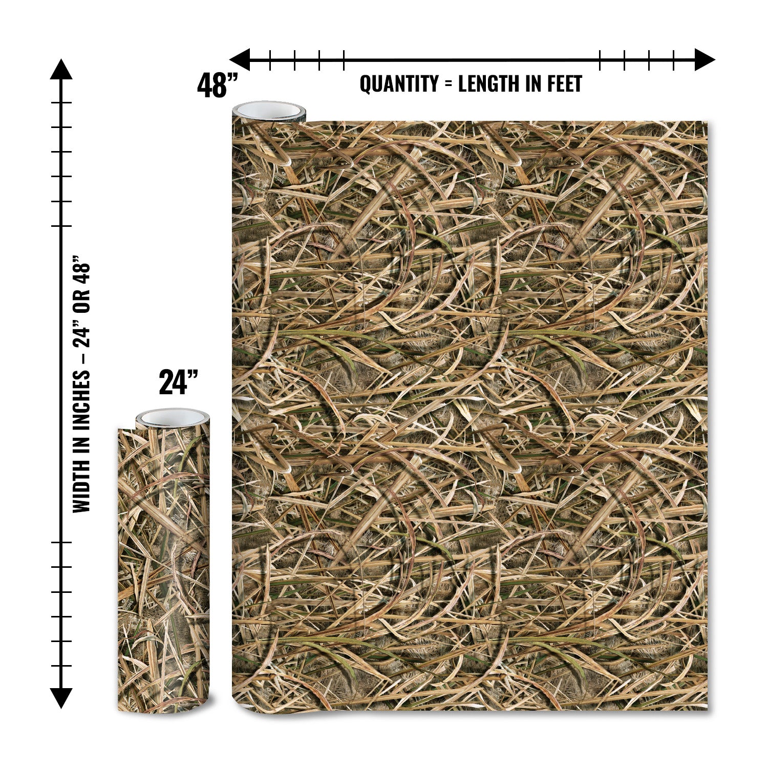 Mossy Oak Graphics matte camo roll available in 24 inch or 48 inch width vinyl wrap in Shadow Grass Blades camouflage pattern