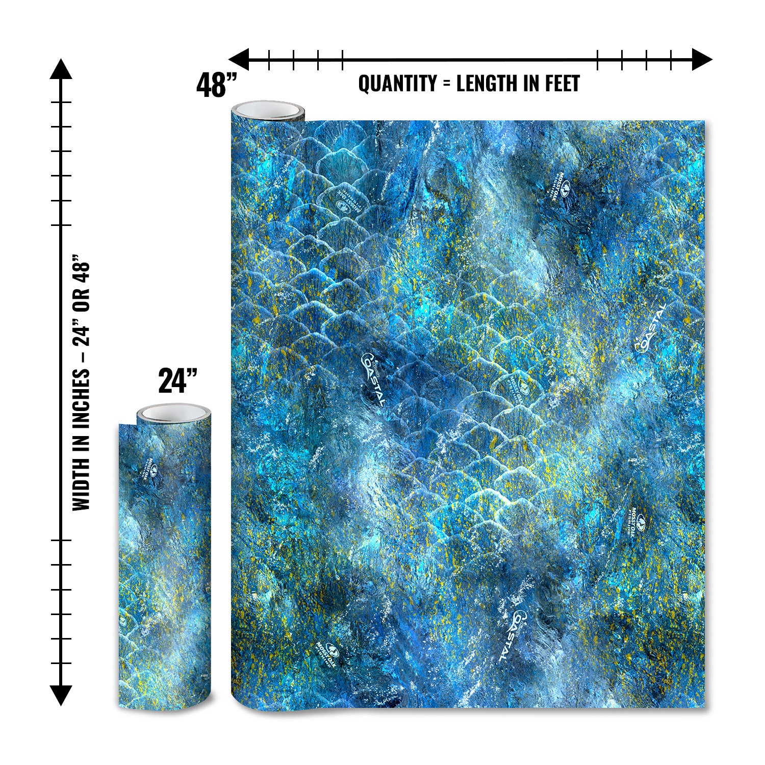 Mossy Oak Graphics matte camo roll available in 24 inch or 48 inch width vinyl wrap in Elements Coastal Shoreline camouflage pattern