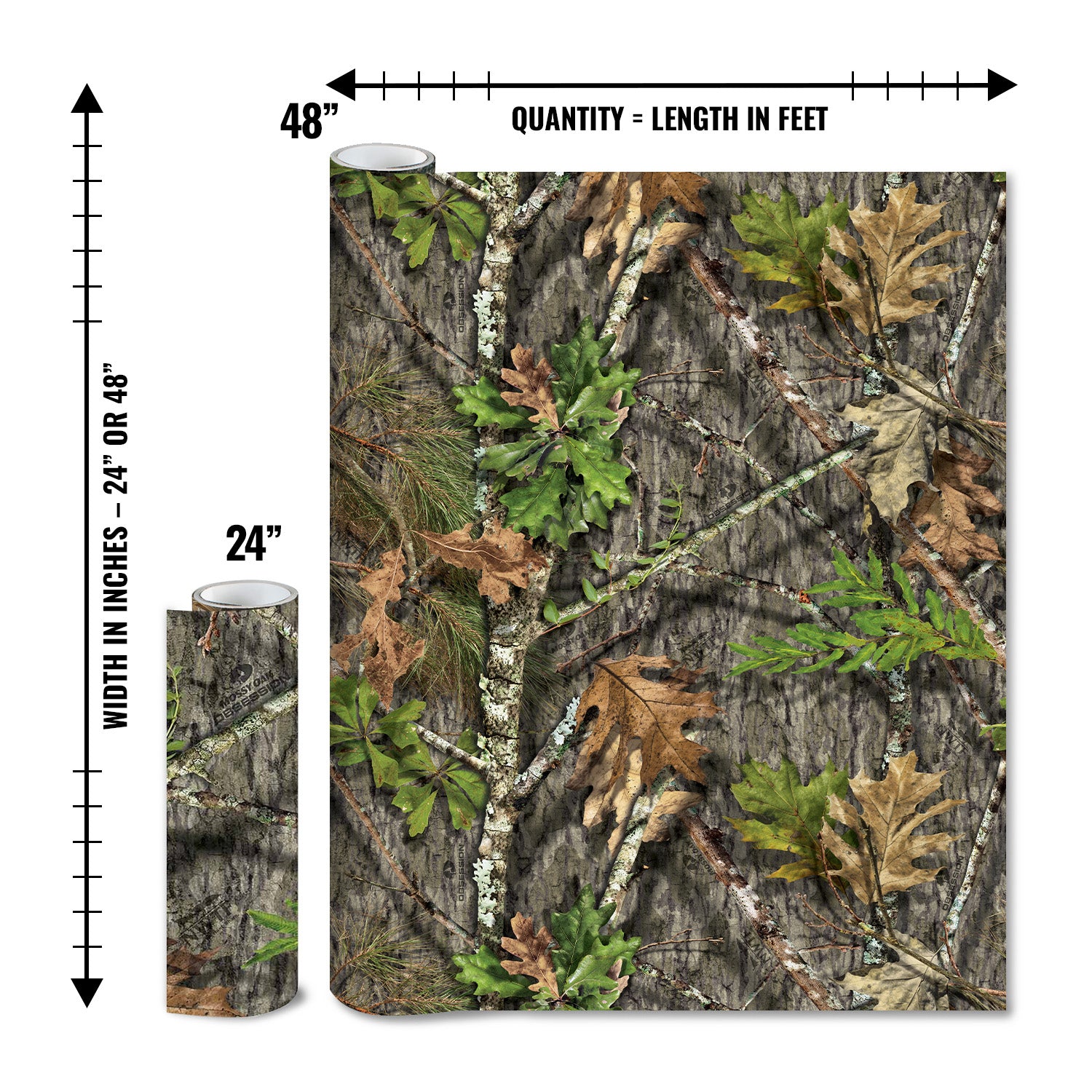 Mossy Oak Graphics matte camo roll available in 24 inch or 48 inch width vinyl wrap in NWTF Obsession camouflage pattern