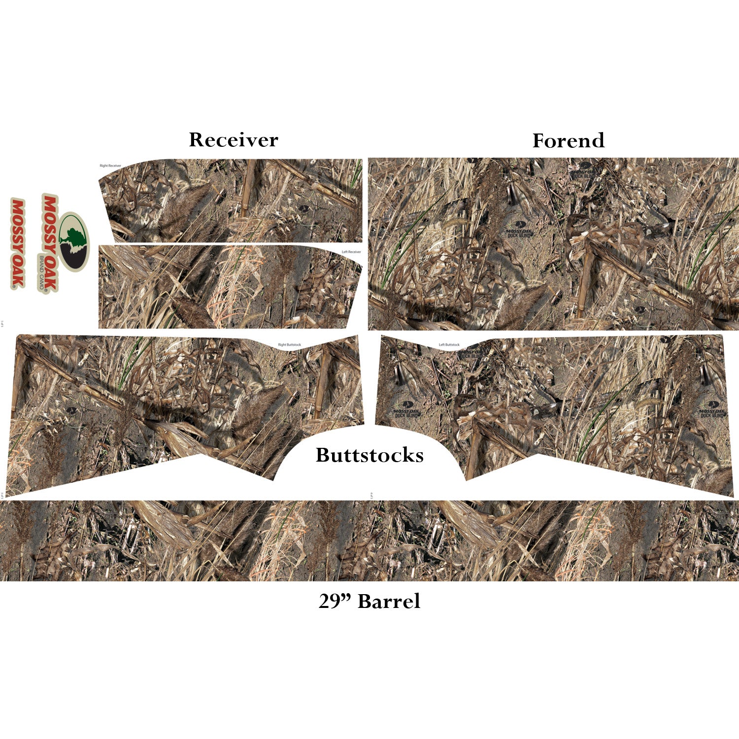 Template cut out of Mossy Oak Graphics Shotgun Camo Vinyl Wrap.