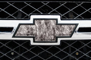 Universal auto emblem peel and stick vinyl with genuine Mossy Oak camo in Agua Manta pattern