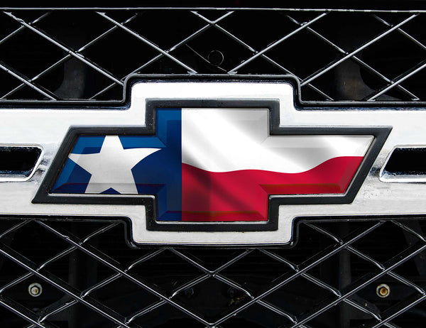 2 American Flag Texas Edition Emblem Decals – Chrome & Black, Fits Chevy Silverado GMC Sierra Tailgate Door Fender