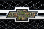 Universal auto emblem peel and stick vinyl with genuine Mossy Oak camo in NWFT Obsession pattern