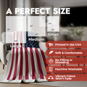 American flag blanket in variable sizes