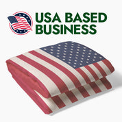 American flag blanket from a USA based business