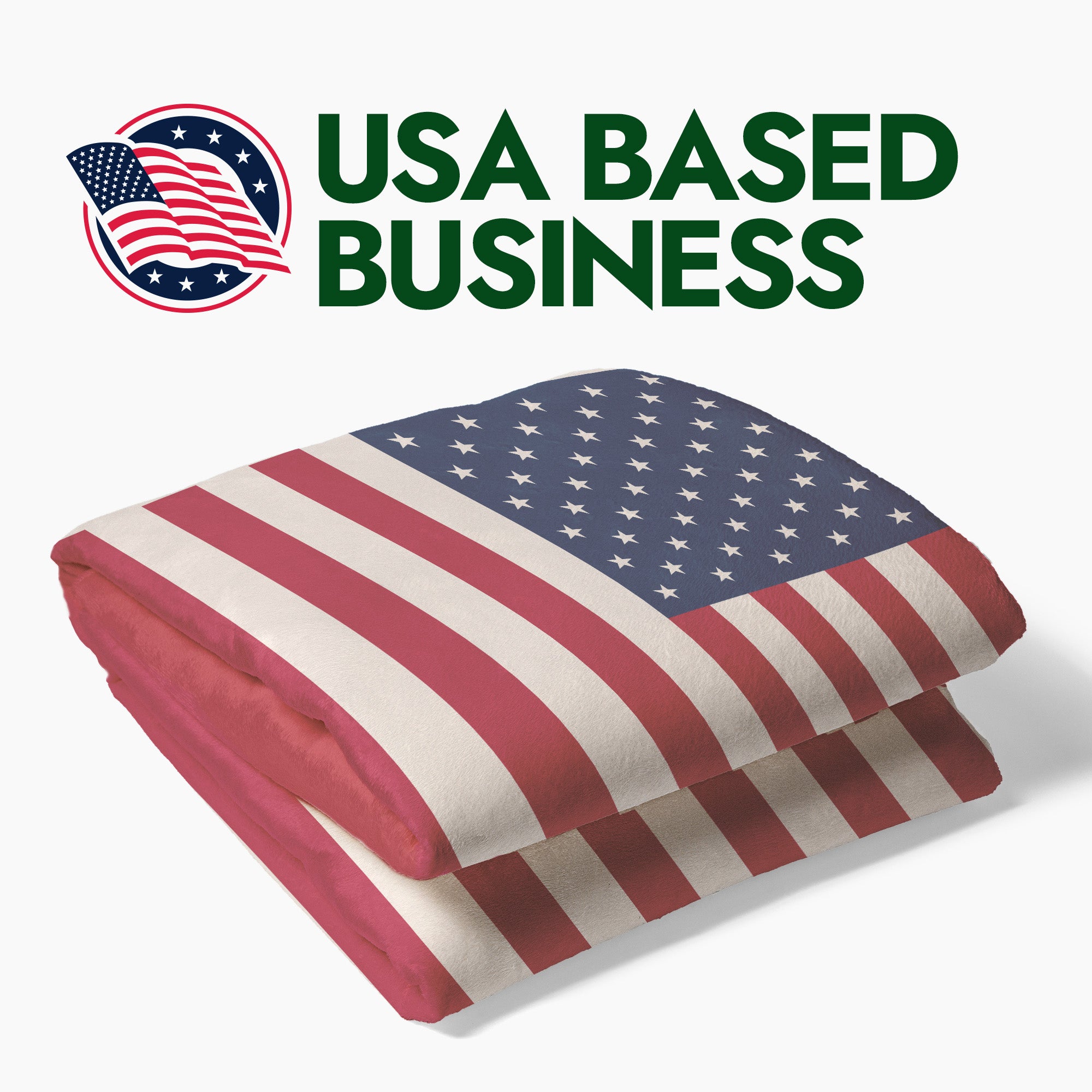 American flag blanket from a USA based business