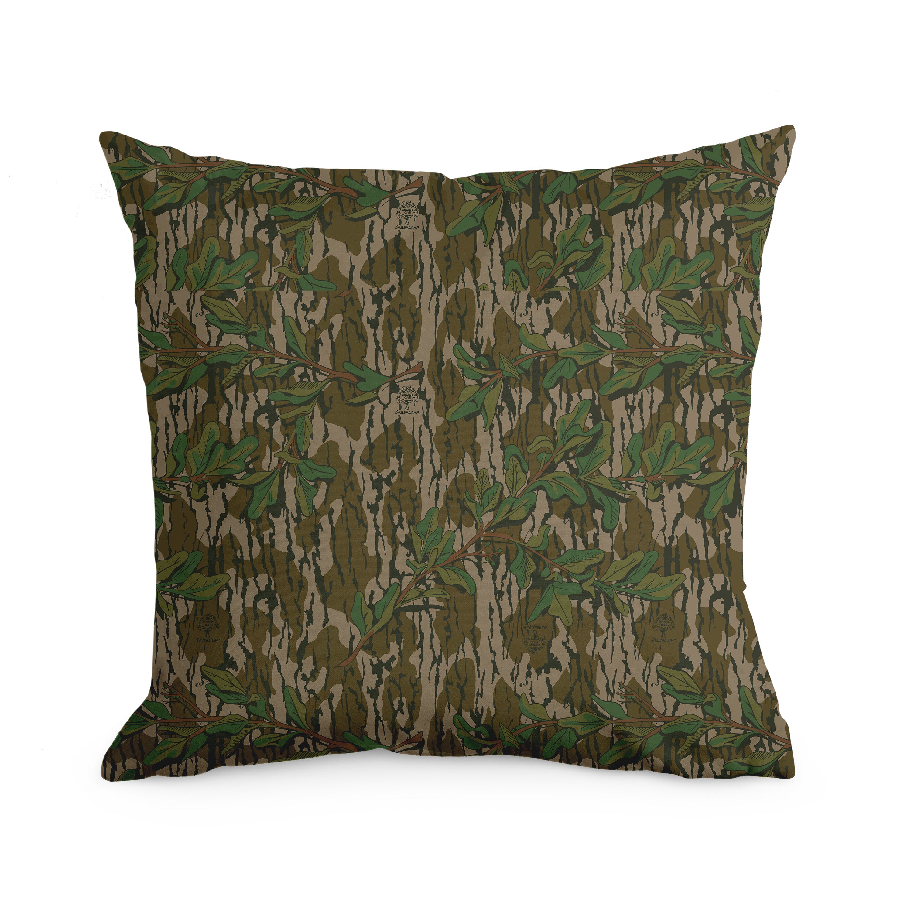 Genuine Mossy Oak camo pattern throw pillow in Greenleaf
