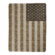 Mossy Oak Graphics camo American Flag Sherpa blanket with Shadow Grass Blades pattern