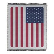 American flag blanket on woven material