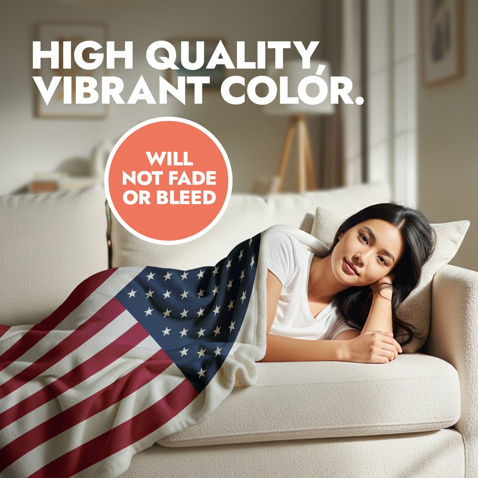American flag blanket. High quality, vibrant color